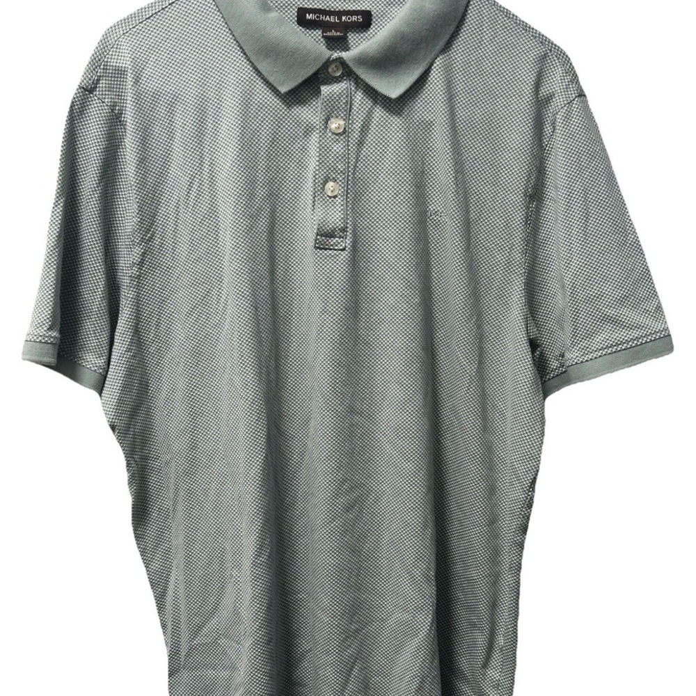 Michael Kors Pale Sage Green Micro-Pattern Polo Shirt
